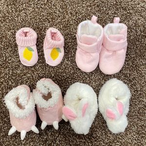 Set of 4 Total 0-3 Month Baby Slippers/Booties
